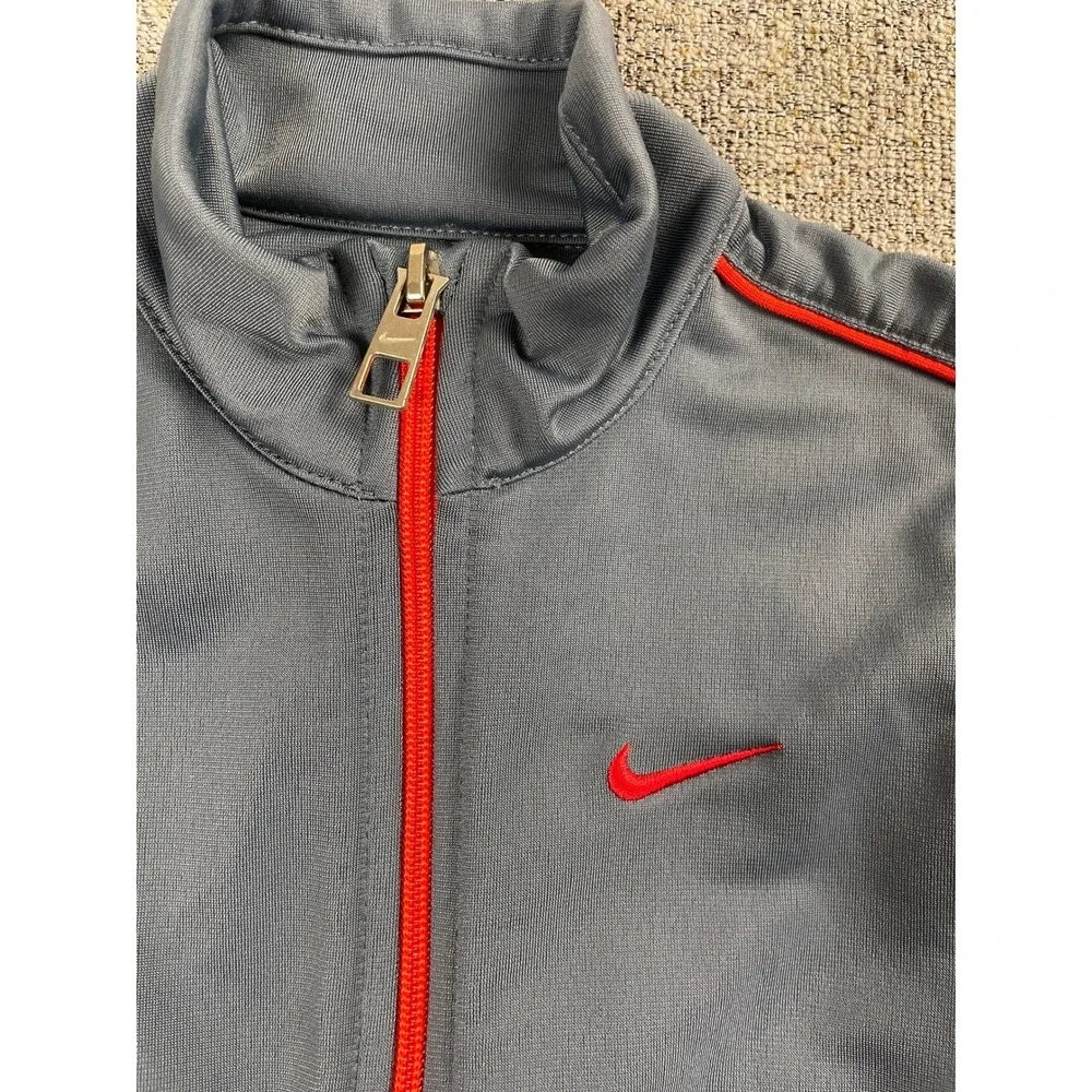 Nike Boys Gray Red Full Zip‎ Track Jacket Sporty Swoosh Logo Toddler Size 3T